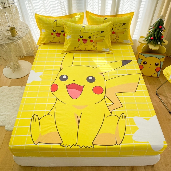 一电 2026新品卡通床单床笠棕垫床套防尘罩席床垫保护套卡通儿童上下床床单床笠-第三批 网红皮卡丘