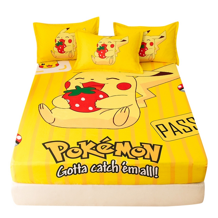 91家纺网 家纺一手货源 找家纺 一电 2026新款卡通床单床笠棕垫床套防尘罩席床垫保护套卡通儿童上下床单床笠-第四批 草莓皮卡丘