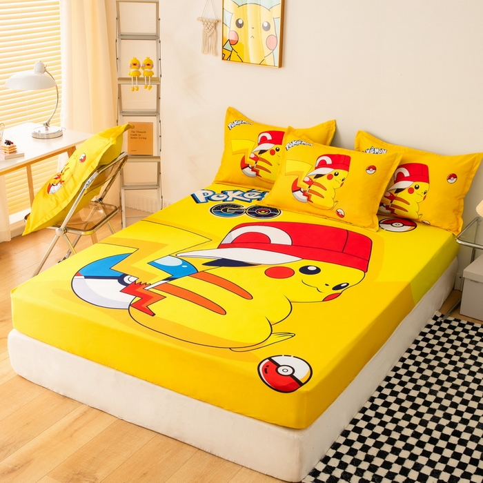 91家纺网 家纺一手货源 找家纺 一电 2026新品卡通床单床笠棕垫床套防尘罩席床垫保护套卡通儿童上下床床单床笠-第三批 小红帽皮卡丘