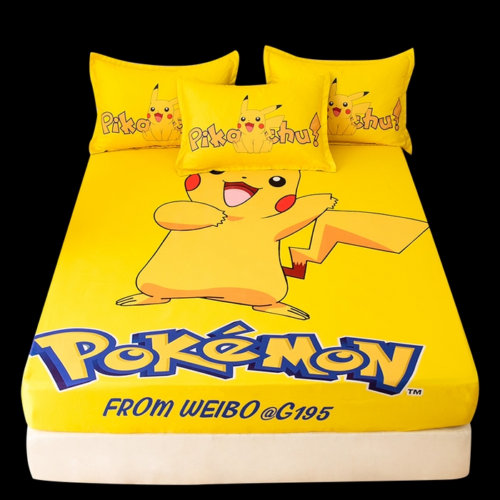 91家纺网 家纺一手货源 找家纺 一电 2026新款卡通床单床笠棕垫床套防尘罩席床垫保护套卡通儿童上下床单床笠-第四批 唱歌皮卡丘