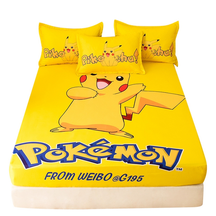 91家纺网 家纺一手货源 找家纺 一电 2026新款卡通床单床笠棕垫床套防尘罩席床垫保护套卡通儿童上下床单床笠-第四批 唱歌皮卡丘