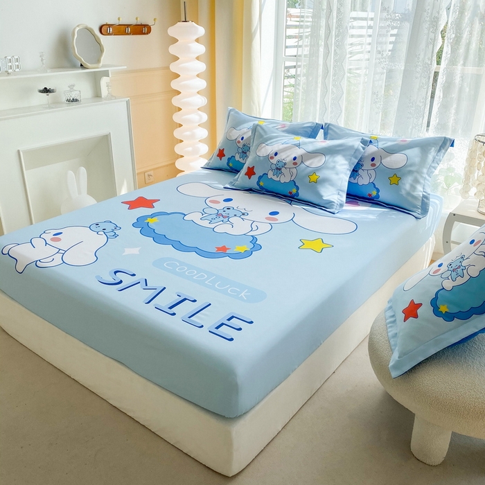 91家纺网 家纺一手货源 找家纺 一电 2026新品卡通床单床笠棕垫床套防尘罩席床垫保护套卡通儿童上下床床单床笠-第三批 小熊玉桂狗