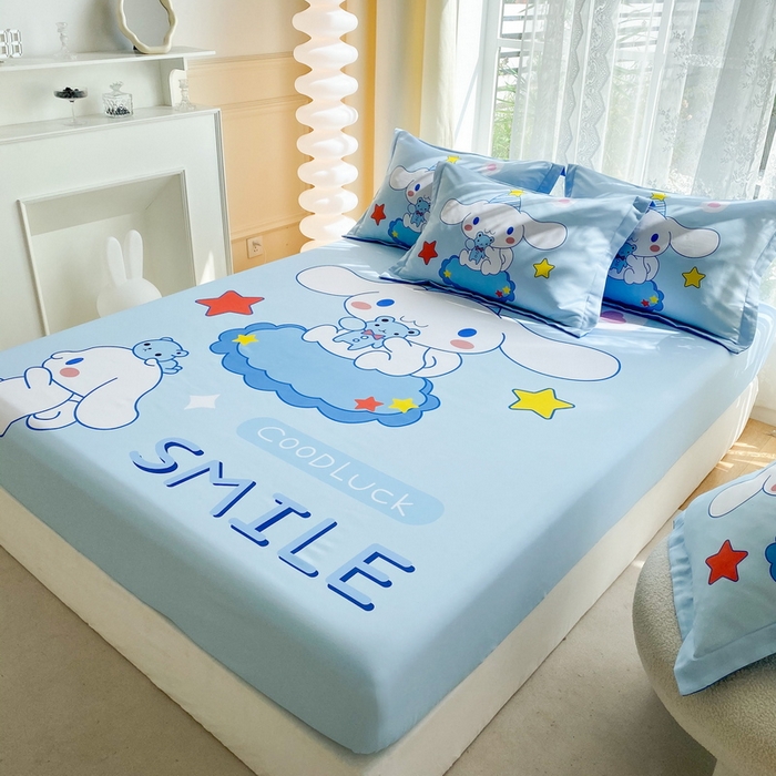 91家纺网 家纺一手货源 找家纺 一电 2026新品卡通床单床笠棕垫床套防尘罩席床垫保护套卡通儿童上下床床单床笠-第三批 小熊玉桂狗