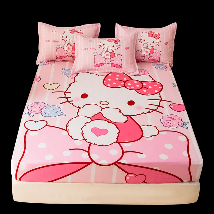 91家纺网 家纺一手货源 找家纺 一电 2026新款卡通床单床笠棕垫床套防尘罩席床垫保护套卡通儿童上下床单床笠-第四批 害羞KT