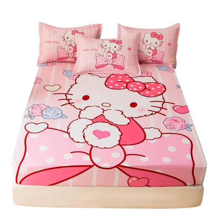 91家纺网 家纺一手货源 找家纺 一电 2026新款卡通床单床笠棕垫床套防尘罩席床垫保护套卡通儿童上下床单床笠-第四批 害羞KT