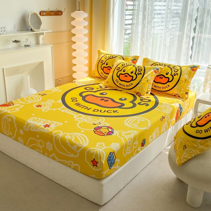 91家纺网 家纺一手货源 找家纺 一电 2026新款卡通床单床笠棕垫床套防尘罩席床垫保护套卡通儿童上下床单床笠-第四批 黄小鸭
