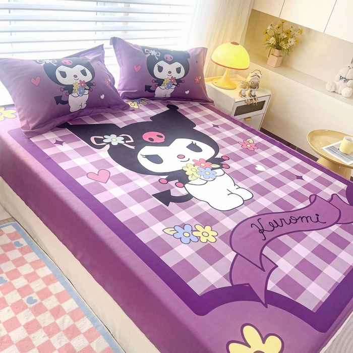 91家纺网 家纺一手货源 找家纺 一电 2026新款卡通床单床笠棕垫床套防尘罩席床垫保护套卡通儿童上下床单床笠-第四批 小花库洛米