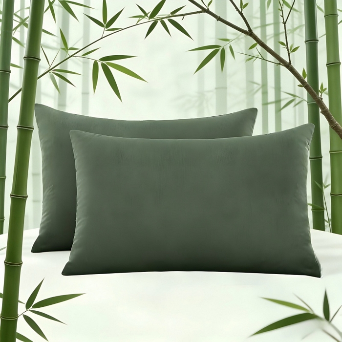 91家纺网 家纺一手货源 找家纺 伊赛家纺 2026新款竹纤维单品枕套系列 绿色