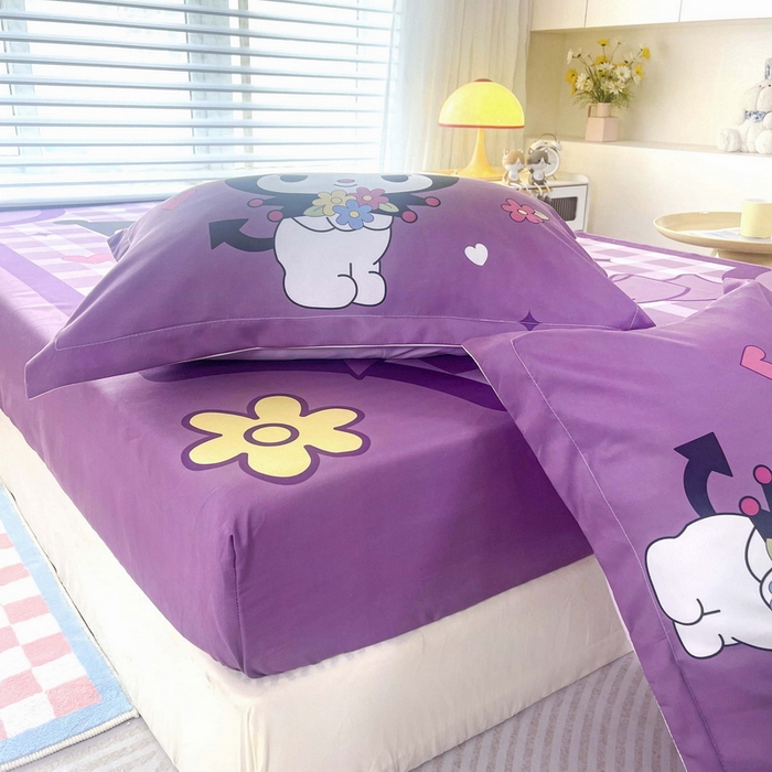 91家纺网 家纺一手货源 找家纺 一电 2026新款卡通床单床笠棕垫床套防尘罩席床垫保护套卡通儿童上下床单床笠-第四批 小花库洛米