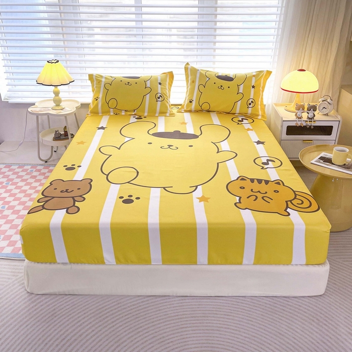 91家纺网 家纺一手货源 找家纺 一电 2026新款卡通床单床笠棕垫床套防尘罩席床垫保护套卡通儿童上下床单床笠-第四批 小猫布丁
