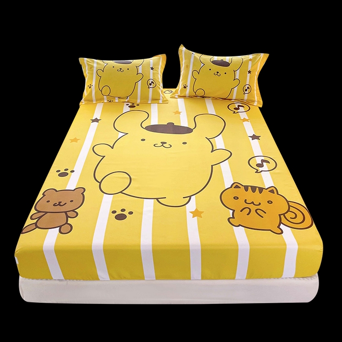 91家纺网 家纺一手货源 找家纺 一电 2026新款卡通床单床笠棕垫床套防尘罩席床垫保护套卡通儿童上下床单床笠-第四批 小猫布丁