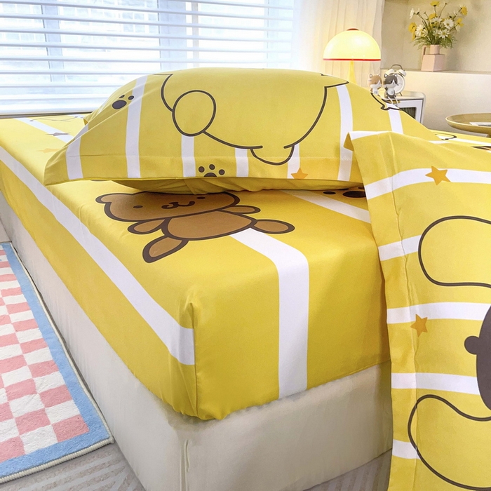 91家纺网 家纺一手货源 找家纺 一电 2026新款卡通床单床笠棕垫床套防尘罩席床垫保护套卡通儿童上下床单床笠-第四批 小猫布丁