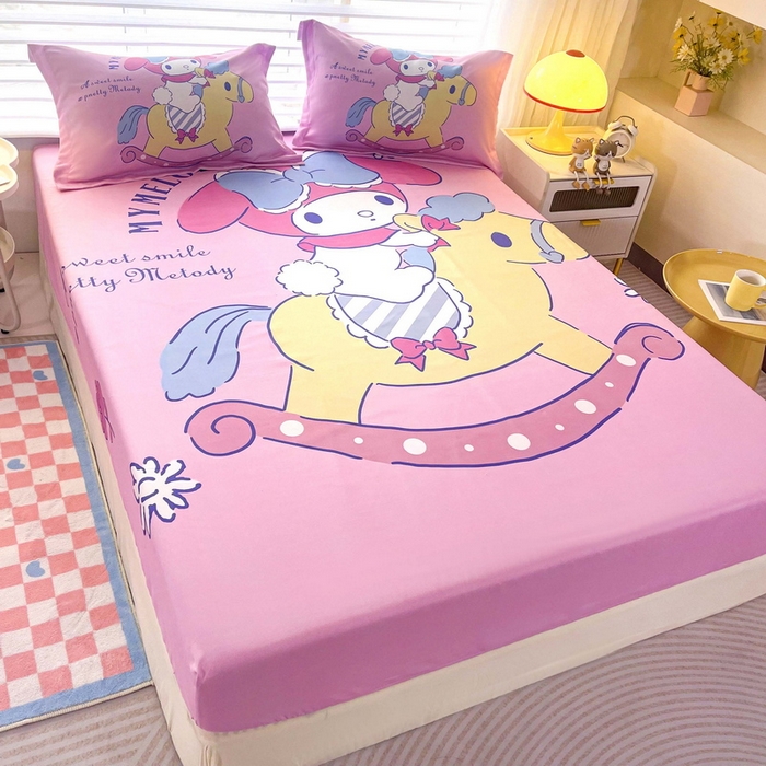 91家纺网 家纺一手货源 找家纺 一电 2026新款卡通床单床笠棕垫床套防尘罩席床垫保护套卡通儿童上下床单床笠-第四批 小木马