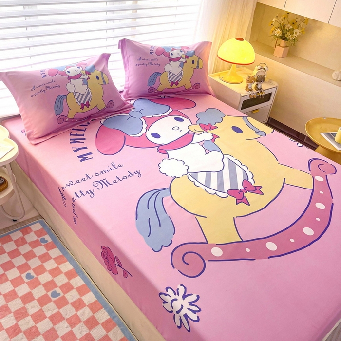 91家纺网 家纺一手货源 找家纺 一电 2026新款卡通床单床笠棕垫床套防尘罩席床垫保护套卡通儿童上下床单床笠-第四批 小木马