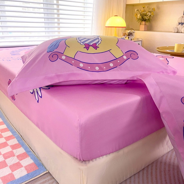 91家纺网 家纺一手货源 找家纺 一电 2026新款卡通床单床笠棕垫床套防尘罩席床垫保护套卡通儿童上下床单床笠-第四批 小木马