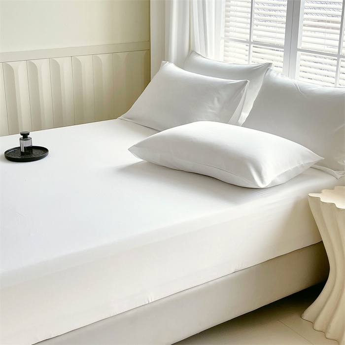 91家纺网 家纺一手货源 找家纺 伊赛家纺 2026新款竹纤维单品床笠系列 白色