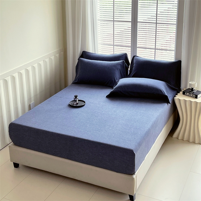 91家纺网 家纺一手货源 找家纺 伊赛家纺 2026新款竹纤维单品床笠系列 曙光蓝