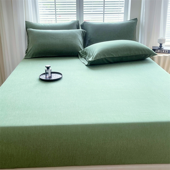 91家纺网 家纺一手货源 找家纺 伊赛家纺 2026新款竹纤维单品床笠系列 绿色