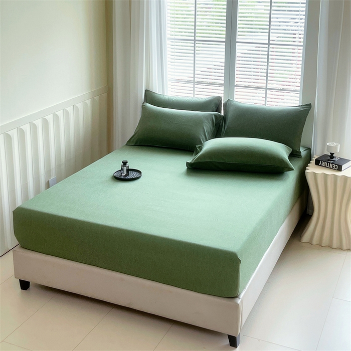 91家纺网 家纺一手货源 找家纺 伊赛家纺 2026新款竹纤维单品床笠系列 绿色