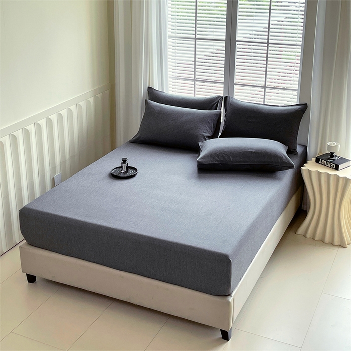 91家纺网 家纺一手货源 找家纺 伊赛家纺 2026新款竹纤维单品床笠系列 浅灰