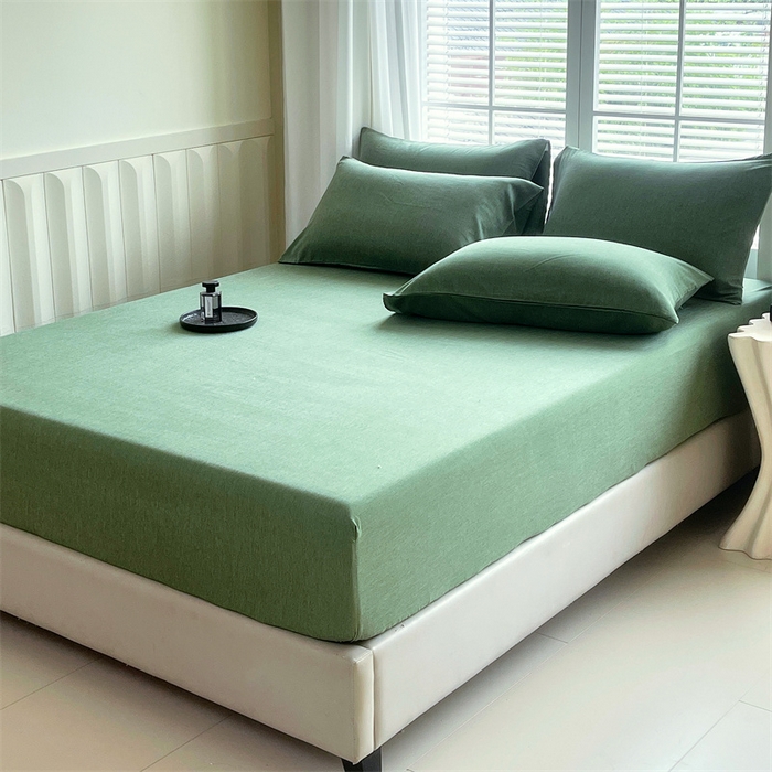 91家纺网 家纺一手货源 找家纺 伊赛家纺 2026新款竹纤维单品床笠系列 绿色