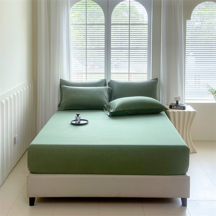 91家纺网 家纺一手货源 找家纺 伊赛家纺 2026新款竹纤维单品床笠系列 绿色
