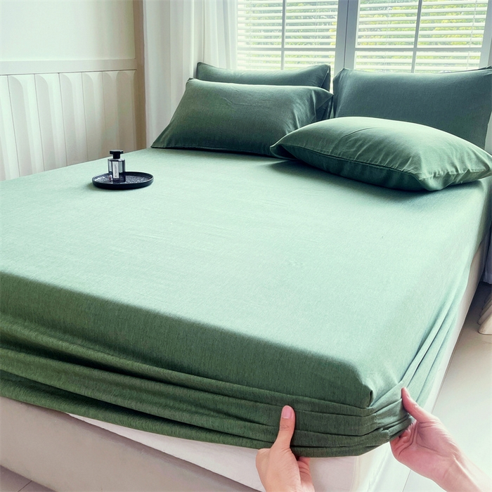 91家纺网 家纺一手货源 找家纺 伊赛家纺 2026新款竹纤维单品床笠系列 绿色