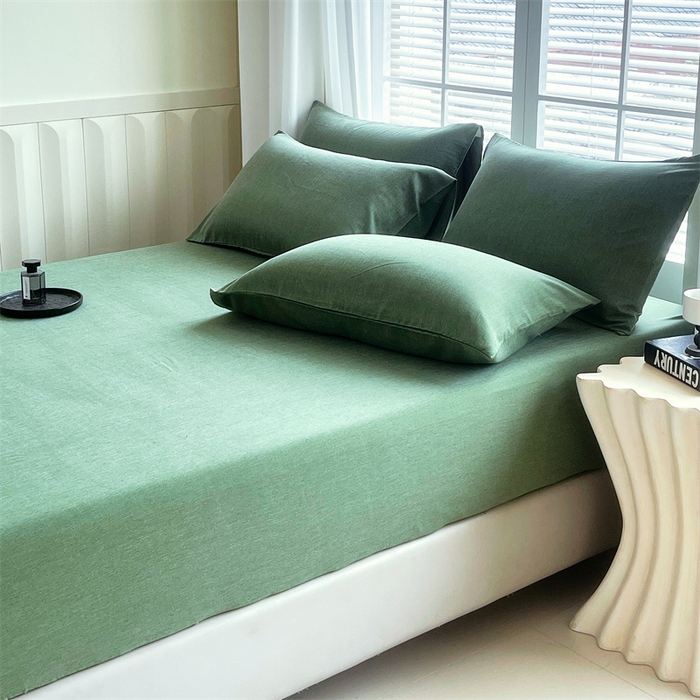91家纺网 家纺一手货源 找家纺 伊赛家纺 2026新款竹纤维单品床笠系列 绿色
