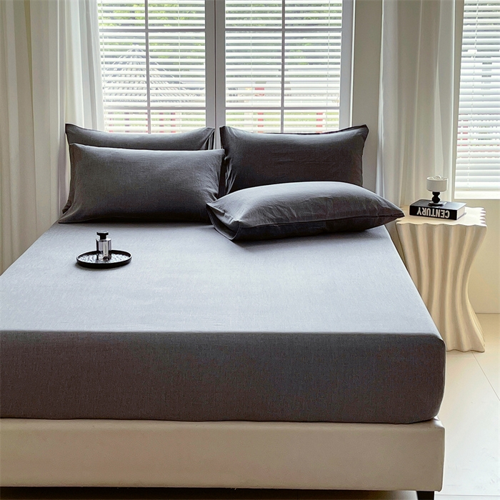 91家纺网 家纺一手货源 找家纺 伊赛家纺 2026新款竹纤维单品床笠系列 浅灰