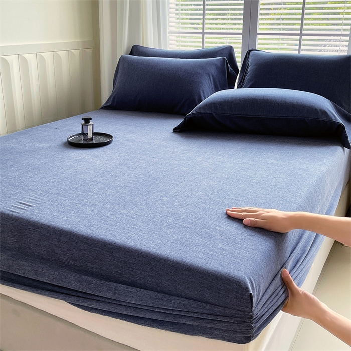 91家纺网 家纺一手货源 找家纺 伊赛家纺 2026新款竹纤维单品床笠系列 曙光蓝