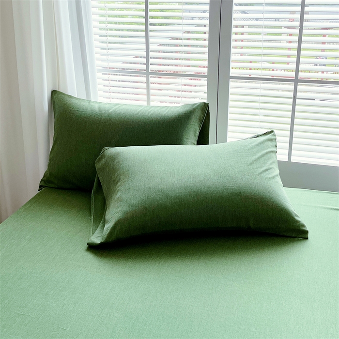 91家纺网 家纺一手货源 找家纺 伊赛家纺 2026新款竹纤维单品床笠系列 绿色