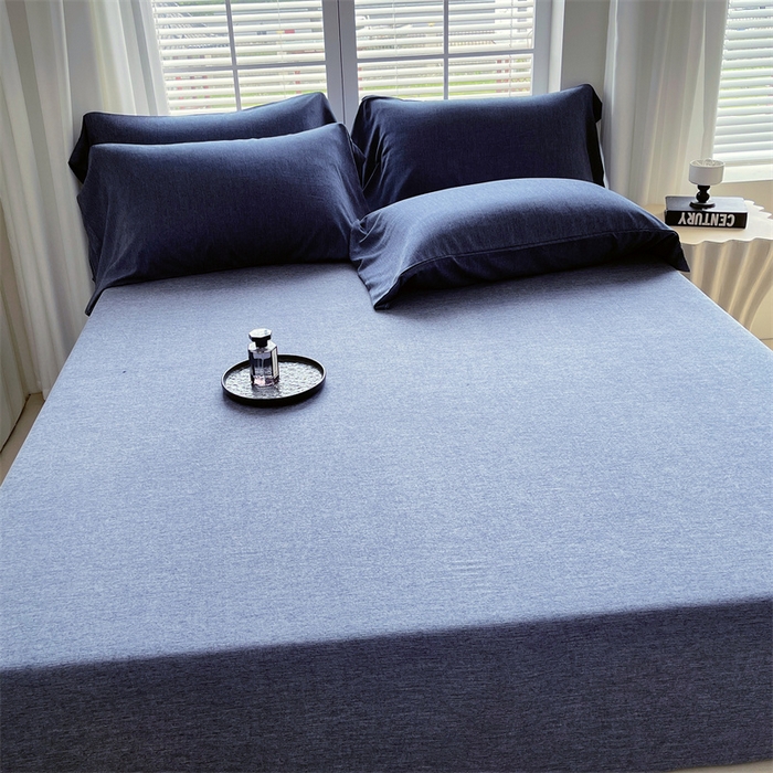 91家纺网 家纺一手货源 找家纺 伊赛家纺 2026新款竹纤维单品床笠系列 曙光蓝