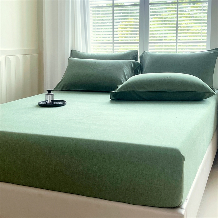 91家纺网 家纺一手货源 找家纺 伊赛家纺 2026新款竹纤维单品床笠系列 绿色