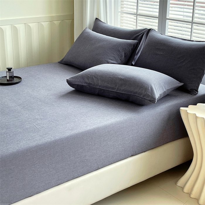 91家纺网 家纺一手货源 找家纺 伊赛家纺 2026新款竹纤维单品床笠系列 浅灰