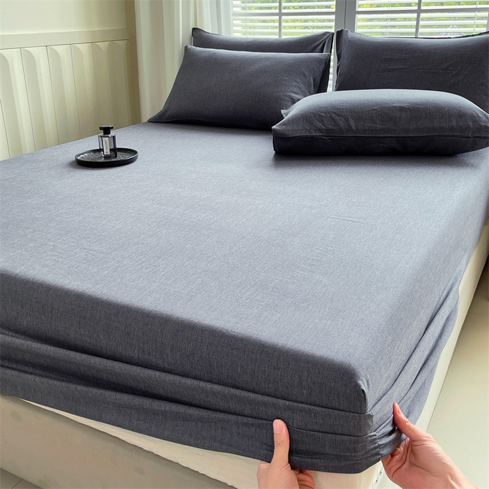 91家纺网 家纺一手货源 找家纺 伊赛家纺 2026新款竹纤维单品床笠系列 浅灰