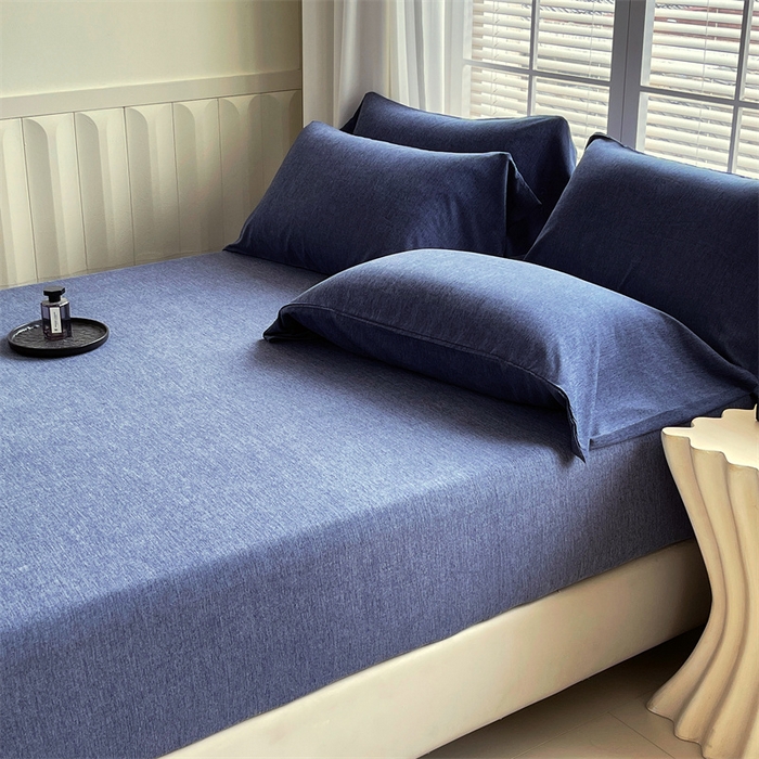 91家纺网 家纺一手货源 找家纺 伊赛家纺 2026新款竹纤维单品床笠系列 曙光蓝