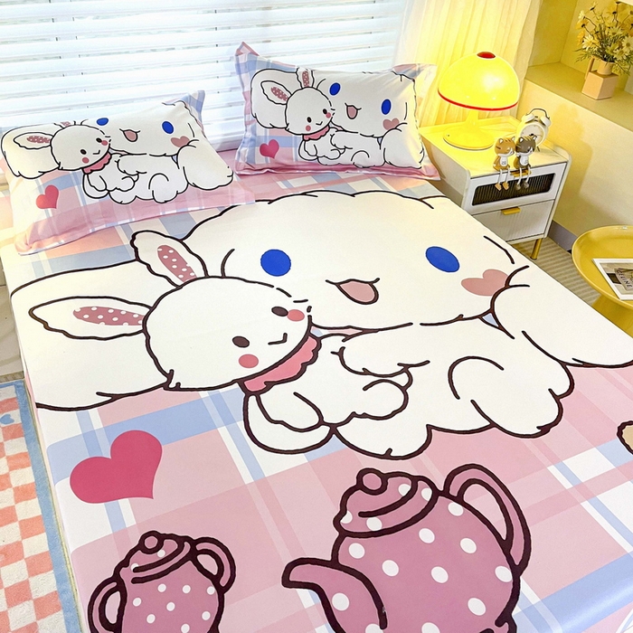 91家纺网 家纺一手货源 找家纺 一电 2026新款卡通床单床笠棕垫床套防尘罩席床垫保护套卡通儿童上下床单床笠-第四批 小兔玉桂狗