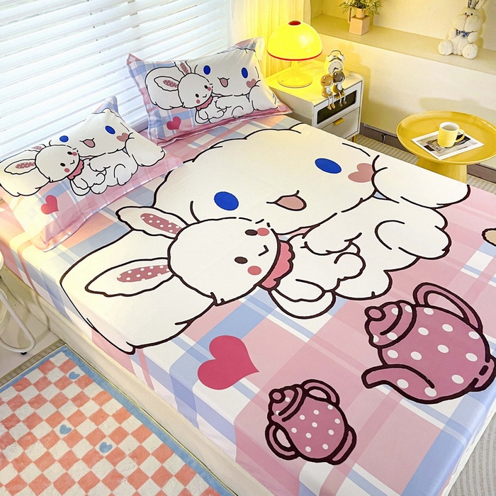 91家纺网 家纺一手货源 找家纺 一电 2026新款卡通床单床笠棕垫床套防尘罩席床垫保护套卡通儿童上下床单床笠-第四批 小兔玉桂狗