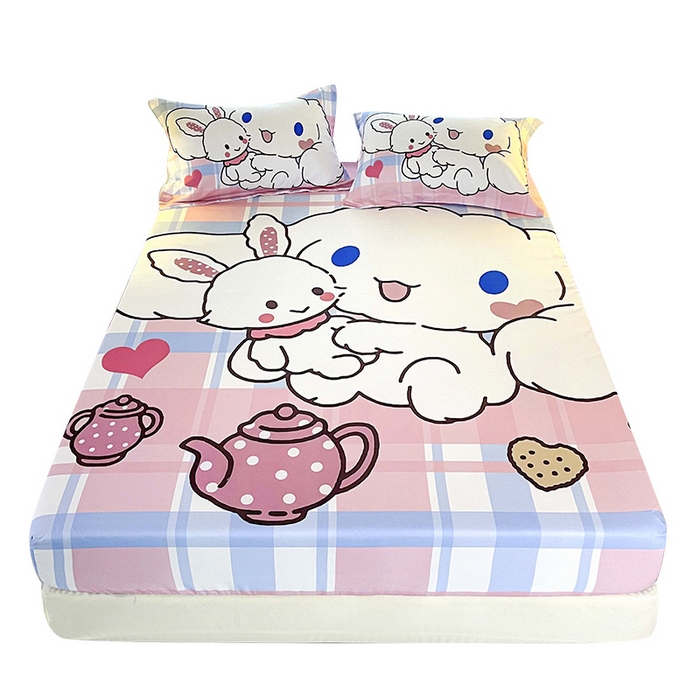 91家纺网 家纺一手货源 找家纺 一电 2026新款卡通床单床笠棕垫床套防尘罩席床垫保护套卡通儿童上下床单床笠-第四批 小兔玉桂狗
