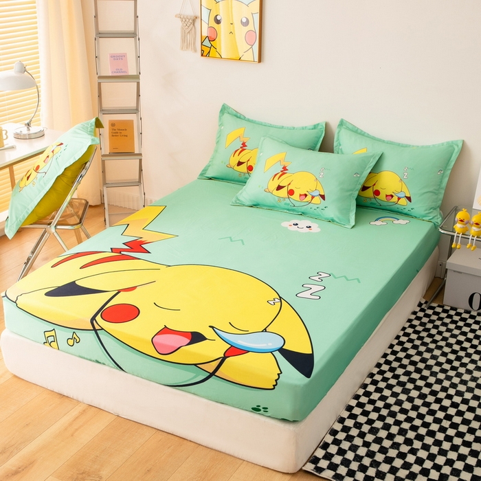 91家纺网 家纺一手货源 找家纺 一电 2026新款卡通床单床笠棕垫床套防尘罩席床垫保护套卡通儿童上下铺床单床笠-第五批 呼呼皮卡丘