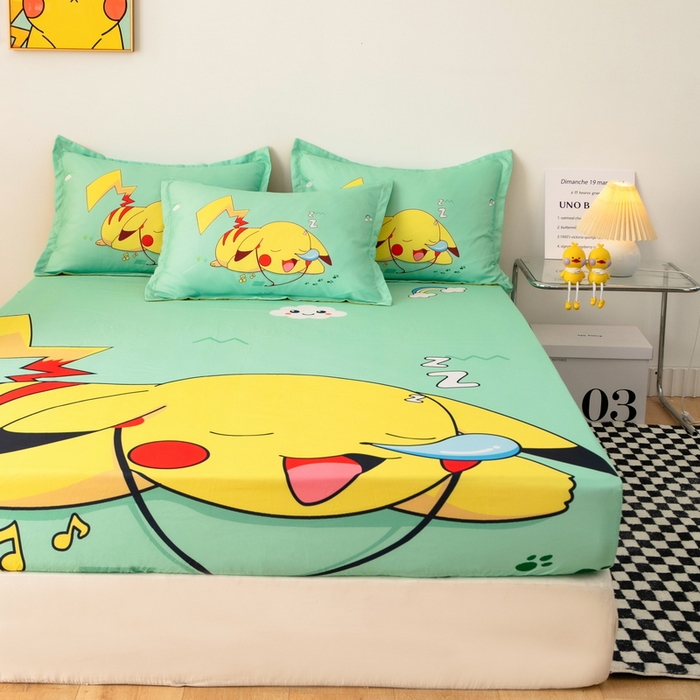 91家纺网 家纺一手货源 找家纺 一电 2026新款卡通床单床笠棕垫床套防尘罩席床垫保护套卡通儿童上下铺床单床笠-第五批 呼呼皮卡丘