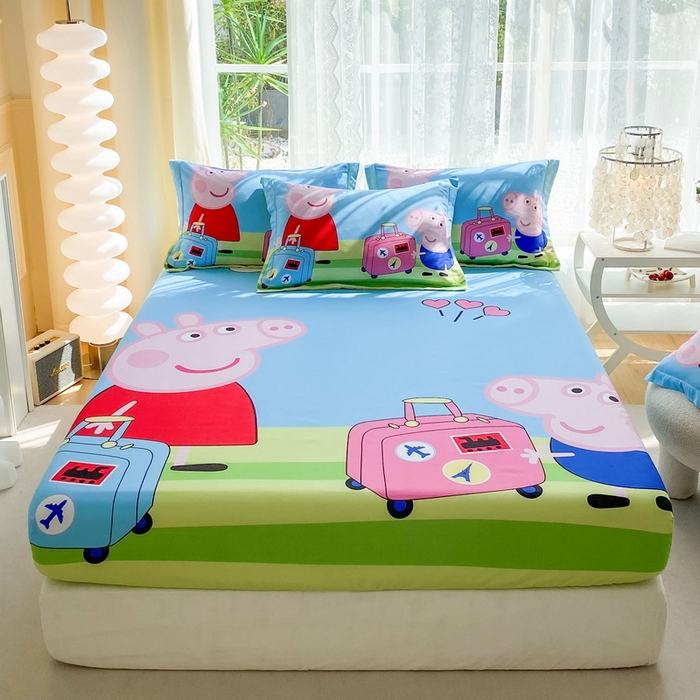 一电 2026新款卡通床单床笠棕垫床套防尘罩席床垫保护套卡通儿童上下铺床单床笠-第五批 旅行佩奇