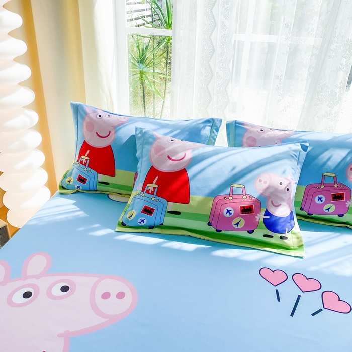 91家纺网 家纺一手货源 找家纺 一电 2026新款卡通床单床笠棕垫床套防尘罩席床垫保护套卡通儿童上下铺床单床笠-第五批 旅行佩奇