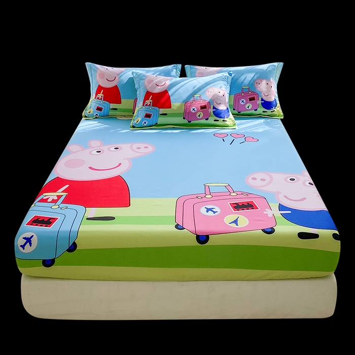 91家纺网 家纺一手货源 找家纺 一电 2026新款卡通床单床笠棕垫床套防尘罩席床垫保护套卡通儿童上下铺床单床笠-第五批 旅行佩奇