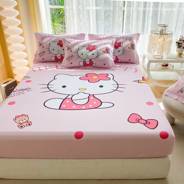 91家纺网 家纺一手货源 找家纺 一电 2026新款卡通床单床笠棕垫床套防尘罩席床垫保护套卡通儿童上下铺床单床笠-第五批 萌萌KT