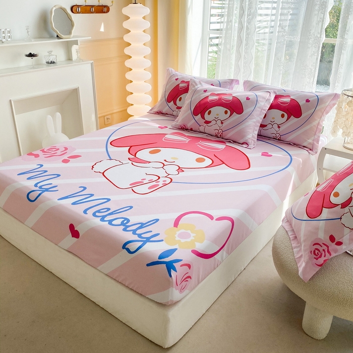 91家纺网 家纺一手货源 找家纺 一电 2026新款卡通床单床笠棕垫床套防尘罩席床垫保护套卡通儿童上下铺床单床笠-第五批 咪咪美乐