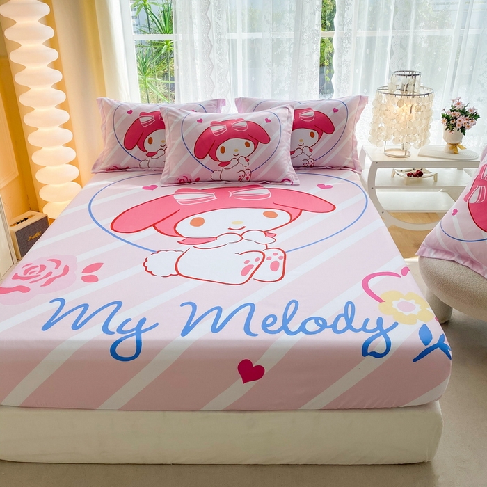 91家纺网 家纺一手货源 找家纺 一电 2026新款卡通床单床笠棕垫床套防尘罩席床垫保护套卡通儿童上下铺床单床笠-第五批 咪咪美乐