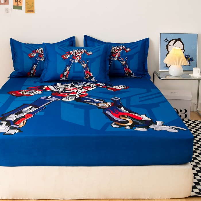 91家纺网 家纺一手货源 找家纺 一电 2026新款卡通床单床笠棕垫床套防尘罩席床垫保护套卡通儿童上下铺床单床笠-第五批 擎天柱