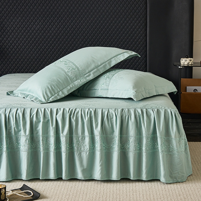 91家纺网 家纺一手货源 找家纺 （总）美达家纺 2026新款全棉纯棉60s提花绣花床裙四件套