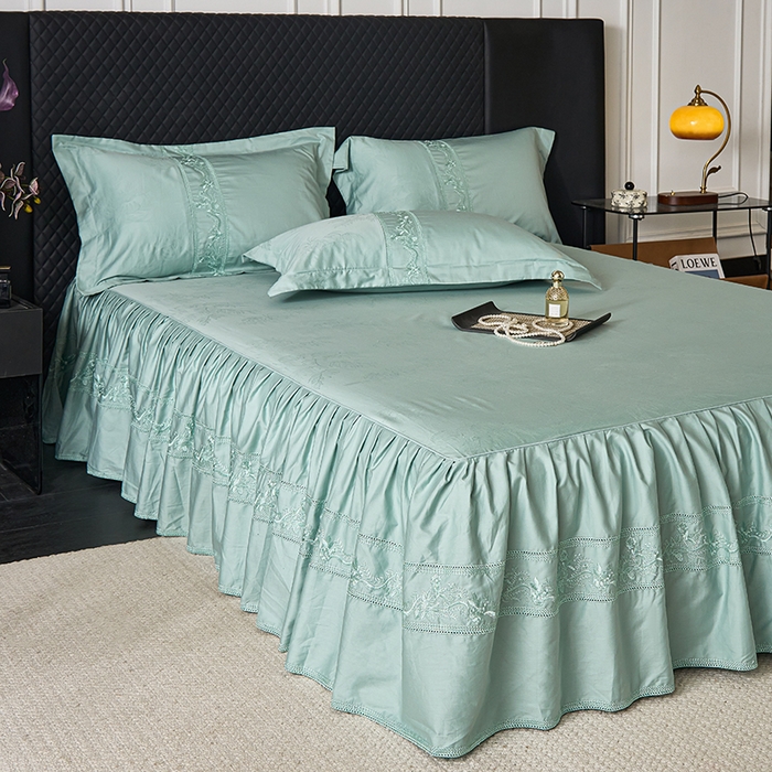 91家纺网 家纺一手货源 找家纺 （总）美达家纺 2026新款全棉纯棉60s提花绣花床裙四件套